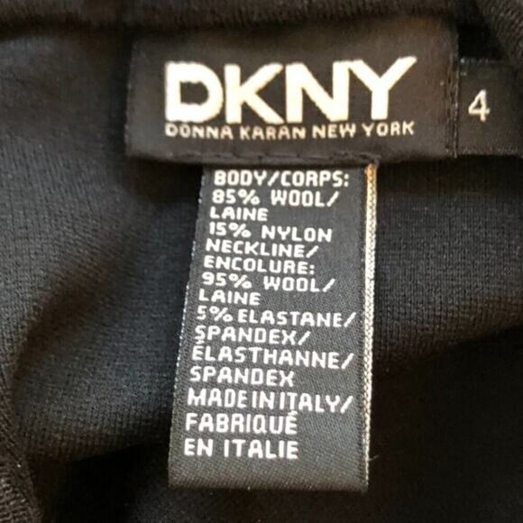 DKNY Donna Karen New York Black Off The Shoulder Wool Dress - Size 4 - Picture 6 of 9